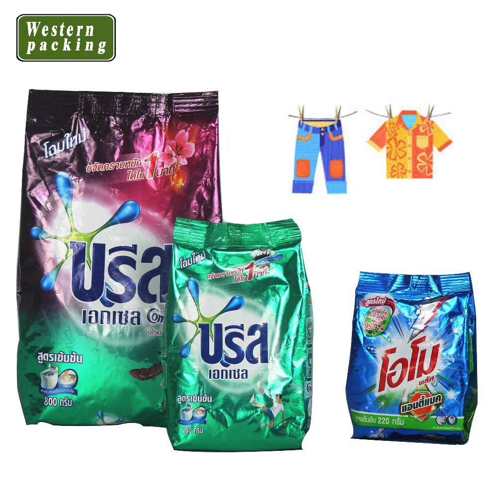 Printed washing powder packaging bag/laundry detergent packaging/plastic side gusset packing sachet