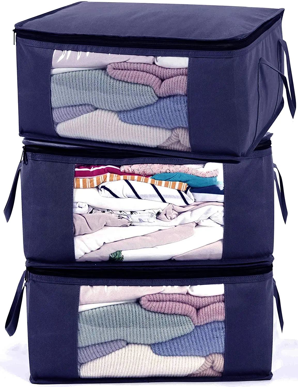 Storage bin Clothes Storage bag  Closet Organizers with Handle for Duvets Blankets