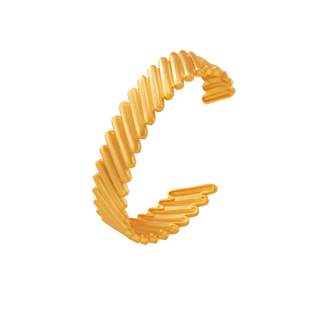 Texture splicing irregular bracelet opening design copper plated 18k real gold retro personality female