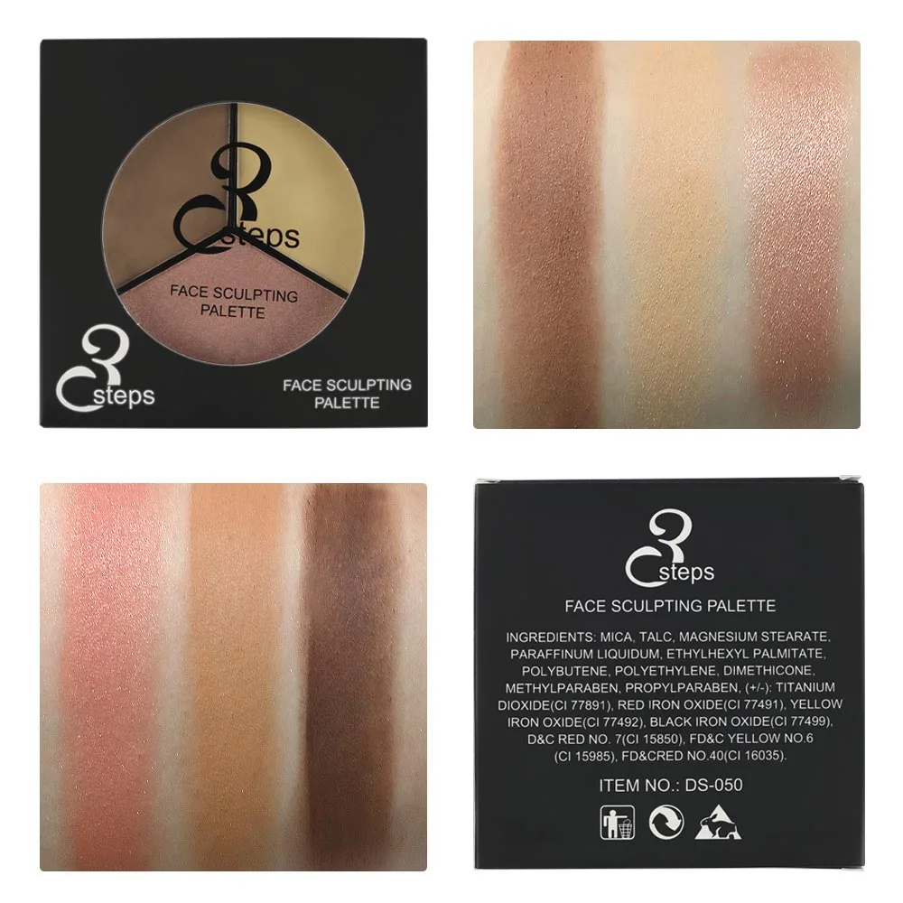 OEM Best Price contour 3 Colors makeup palette private label highlight contour powder palette