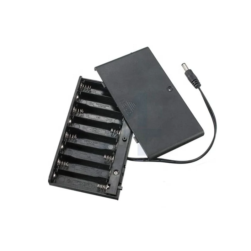 JIALUN 8xAA 12V Series Battery Box With Switch Terminal Cover DC Plug Battery Holder