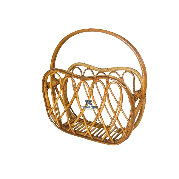 Exquisite Best selling Round Cane Magazine Rack Natural rattan magazine racks Store Newspaper Brochure Display Stand