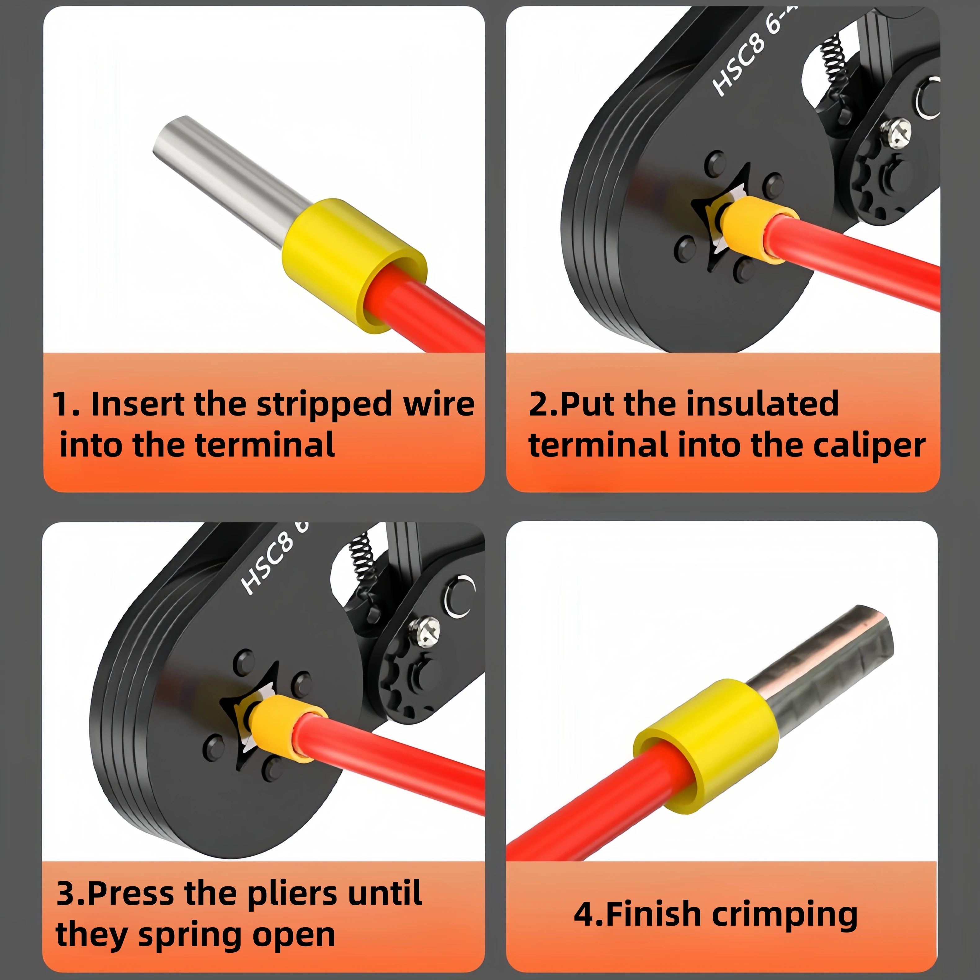Electricista tools terminal crimper pliers square cord end cable wire sleeves ferrule stripper terminals crimping plier