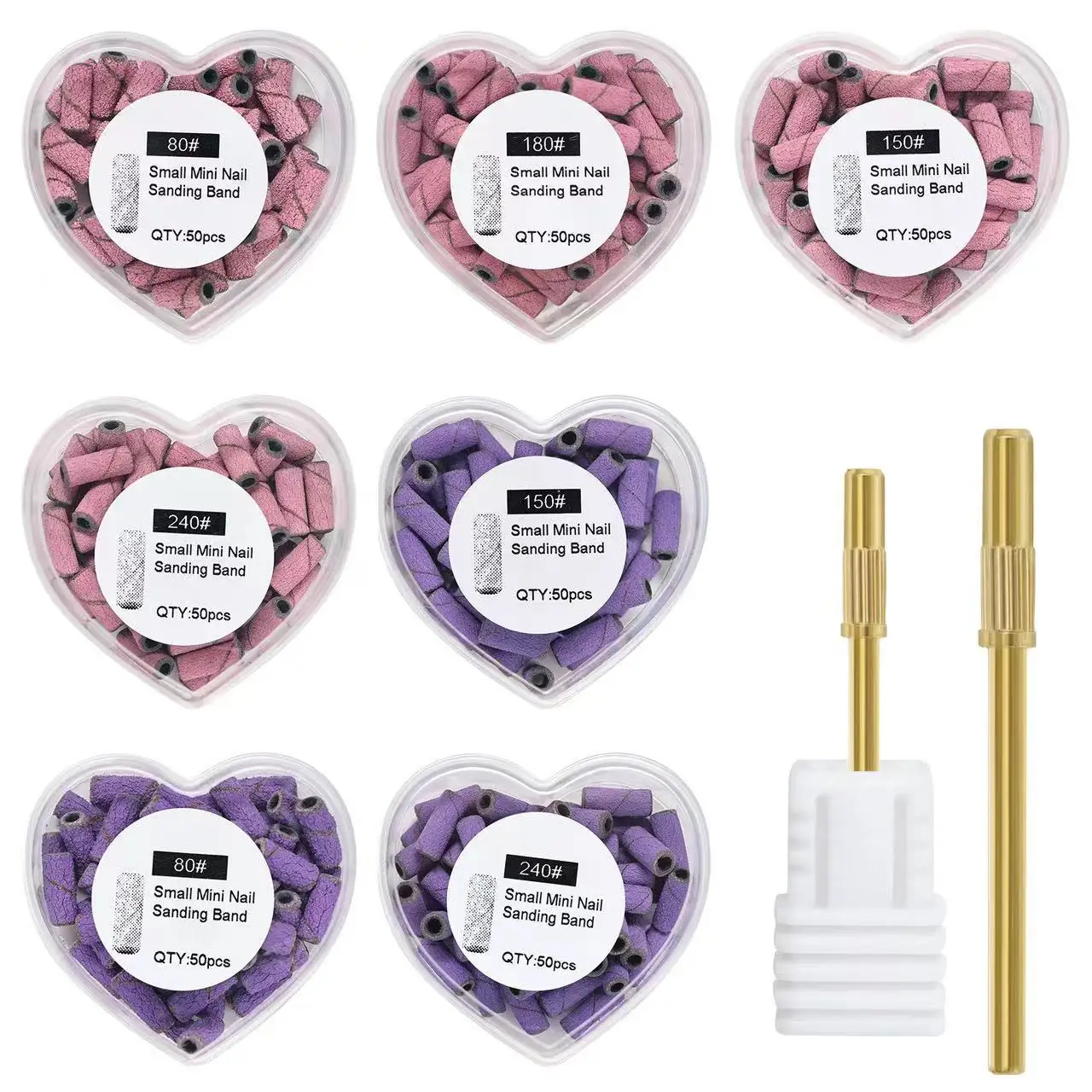 Mix Match 80# 240# Nail Drill Sanding Bands High Strength Wear-Resistant Sand Ring Electric Manicure Pedicure Set Wholesale Gel