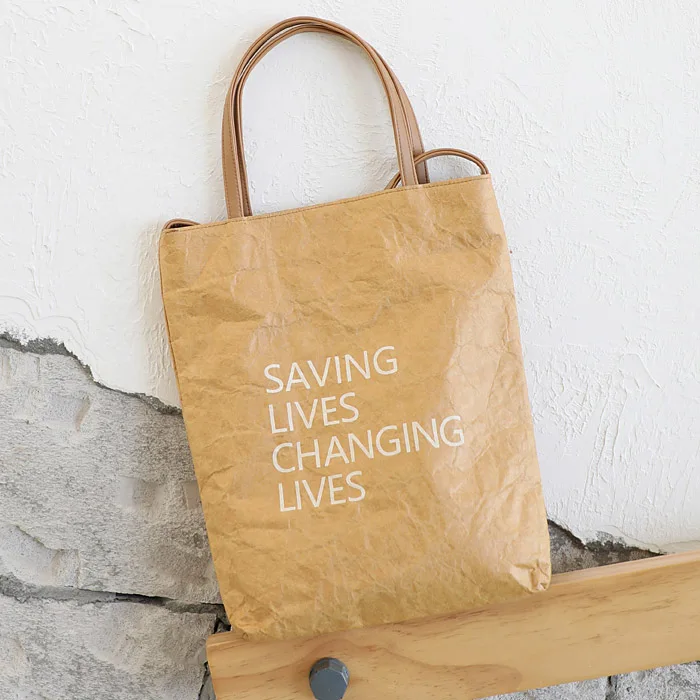 Waterproof paper women handbag women Paper shopping bag recycled tyvek paper handbag