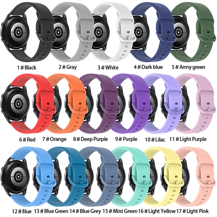 Coolyep Smart Band solid Color 20mm 22mm Watchband Sport Silicone Watch Strap for Samsung Galaxy Active Watch 3 4