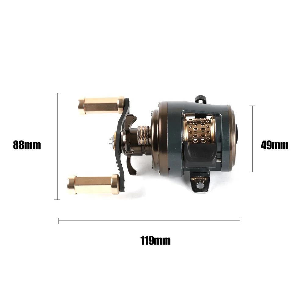 Trolling Fishing Reel Round Baitcasting Reel Graphite Body Large Line Capacity 11+1 BBS Drum Reel