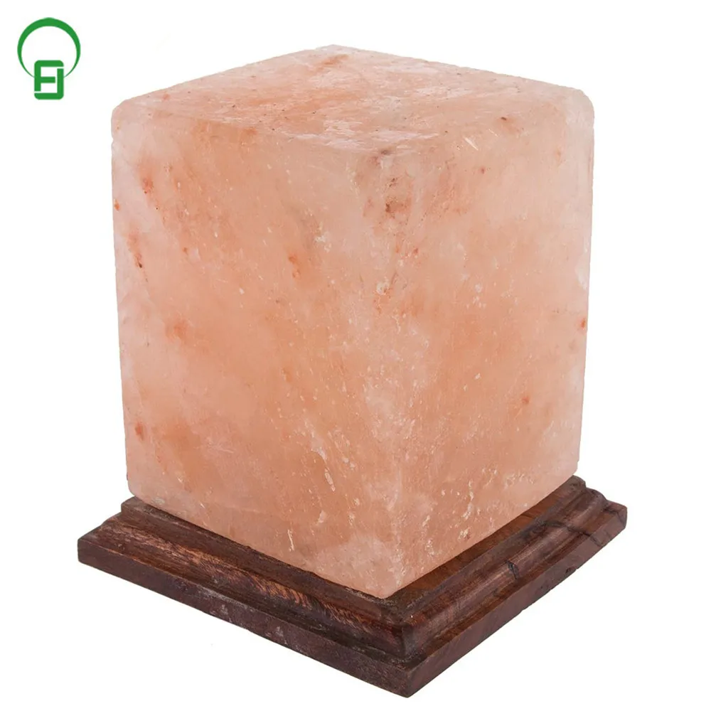 pink crafted cube square himalaya rock salt lamp