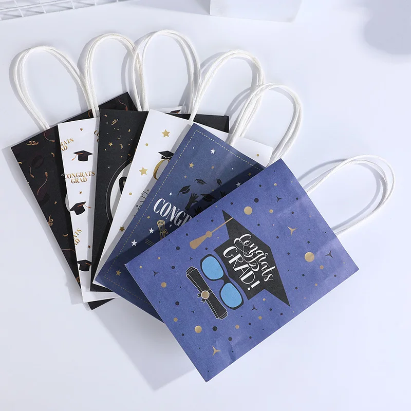 Happy Birthday Kraft Paper Bag With Handles Cowhide Creative Cartoon Shopping Gift Handbag