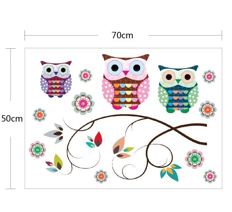 Factory  new Owls Trees Cartoon Designs Eco-frindly PVC Removable Die Cut wall stickers kids