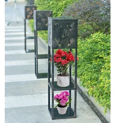 Newest Solar Garden Lights Metal Flower Pot Holder Led Solar Light with Solar Light