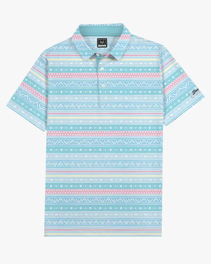 DEOLAX good quality design pattern print 4 way stretch moisture wicking golf wear color combination sports polo shirt