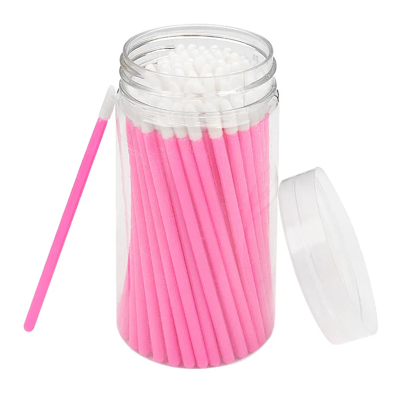 Factory sales 100 Pcs Disposable Lip Brushes with Container Make Up Brush Lipstick Lip Gloss Wands Applicator Makeup Tool Kits