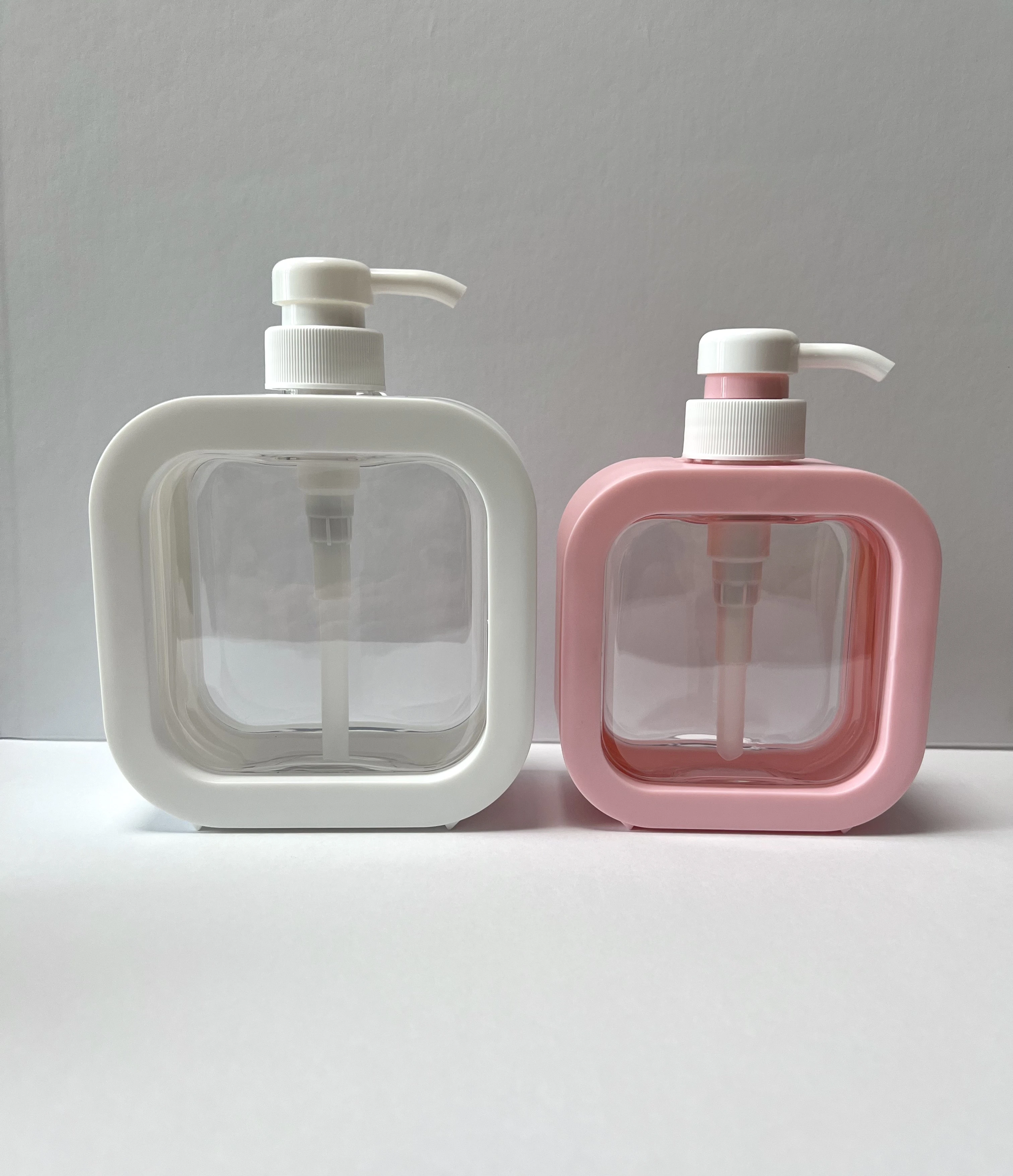 300ml luxury unique clear pink square plastic body lotion bottle with pump 500ml