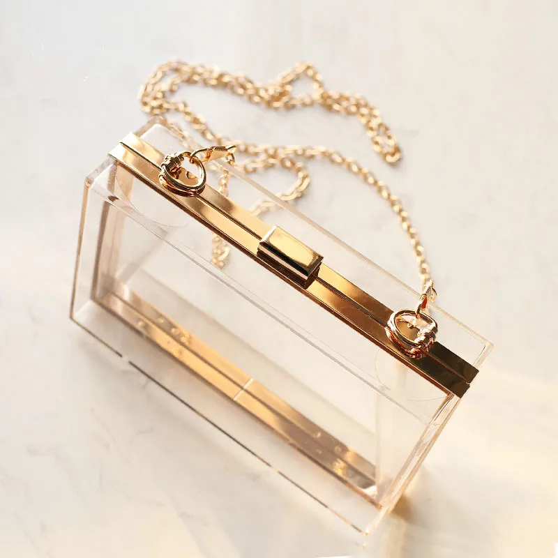 
New Acrylic Transparent Small Square Bag Box Crossbody Clutch Dinner Bag 