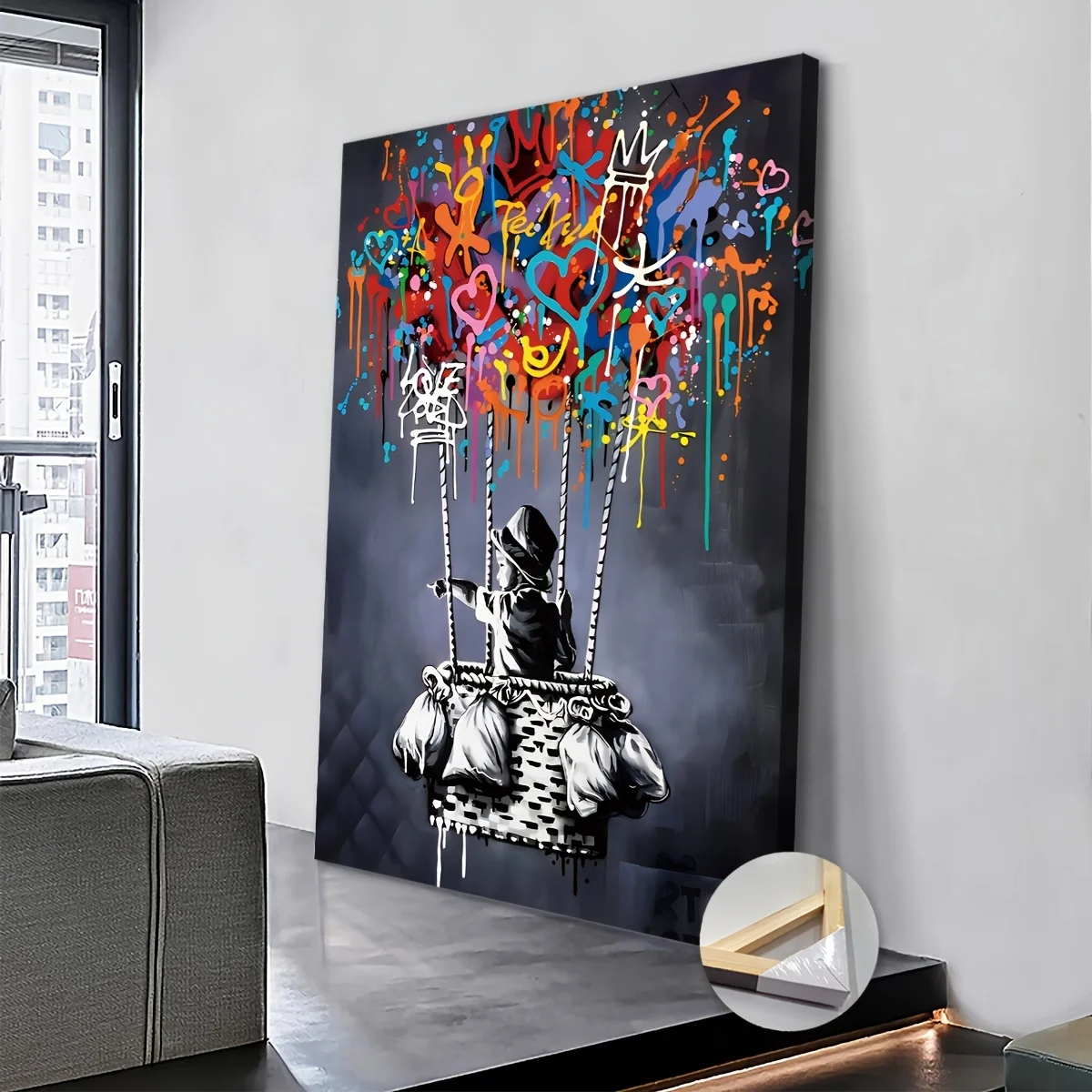 SQ Banksy Balloon Canvas Wall Art Large Size Street Graffiti Modern Pop Interior Using Decoration for Home