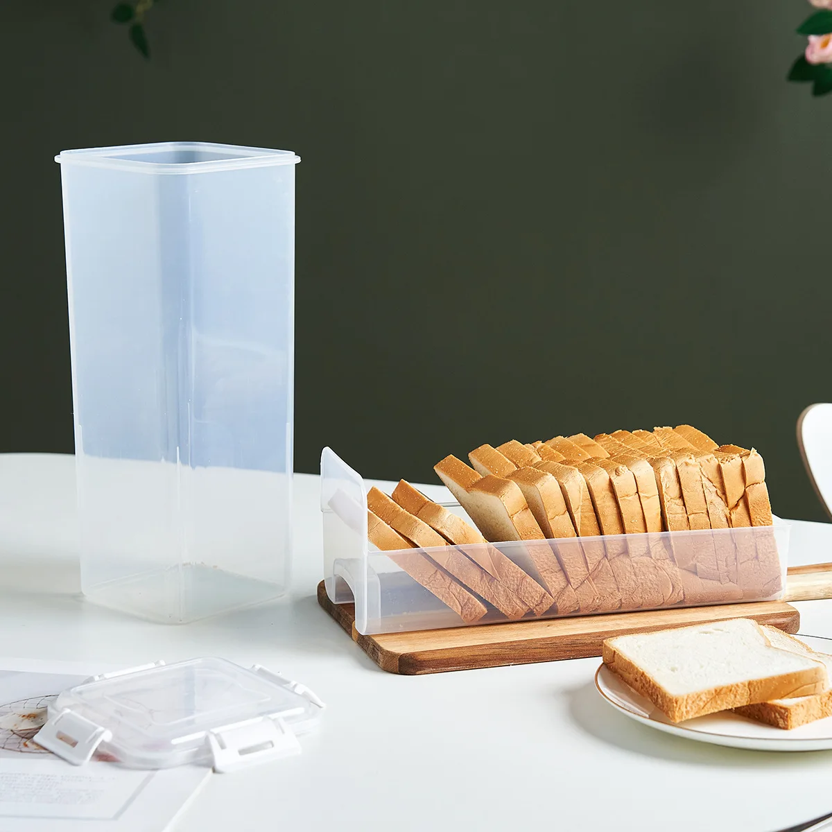 Bread Storage Container with Tray, Plastic Bread Box, Bread Container with Airtight Lid, Loaf Bread Keeper, Bread Holder
