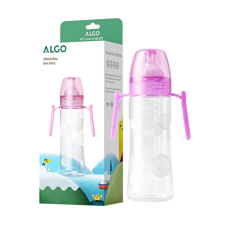 ALGO factory new arrival baby bottle,plastic baby feeding bottle