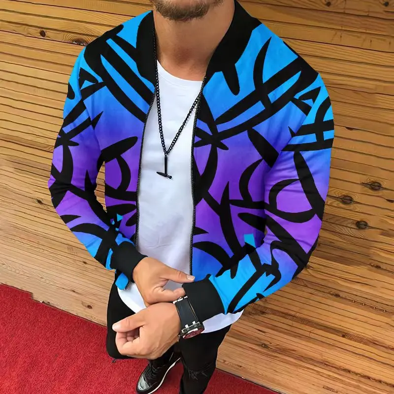 Wholesale men tee casual clothes Jacket autumn men long sleeve printing Bomber jacket mens jacket