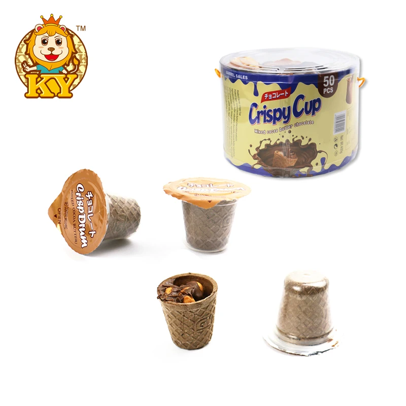Candies supplier wholesale custom 8.5g mini chocolate cup with biscuit ball