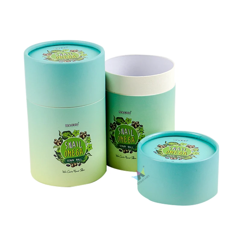 Biodegradable Custom Printed Empty Round Cylindrical Tall Cajas De Carton Tube Shape Cardboard Round Tea Box Packaging