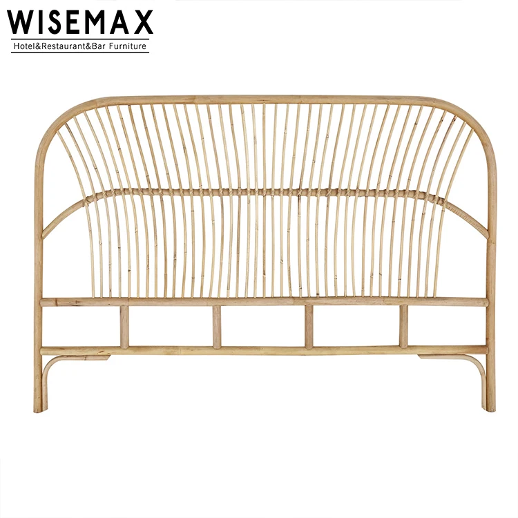 Modern Natural Style Queen Size Bed Indonesia Rattan High Headboard For Home Bedroom Double Size Bed