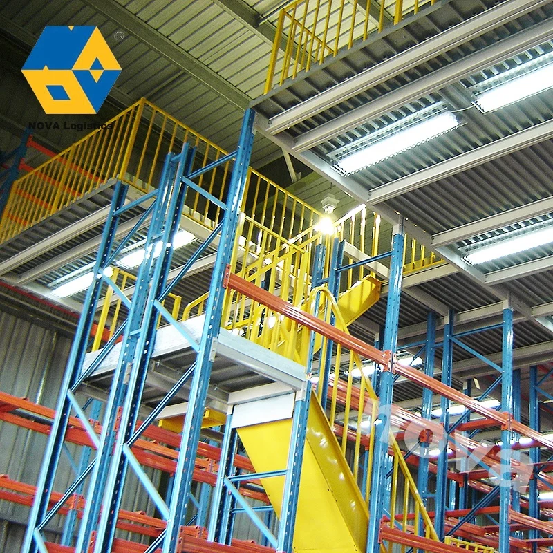 NOVA Warehouse Metal Selective Store Equipment Shelf, Black Mezzanine Floor Decking Racking/