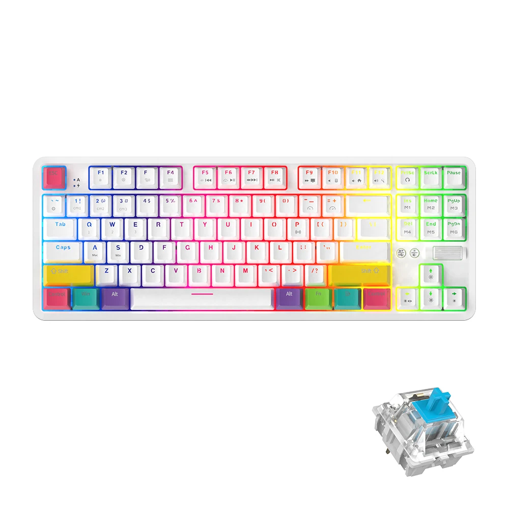 NACODEX K870T 87-key Blue Switch Hot-swappable Programmable mechanical keyboard BT 5.0 wired dual-mode RGB backlight