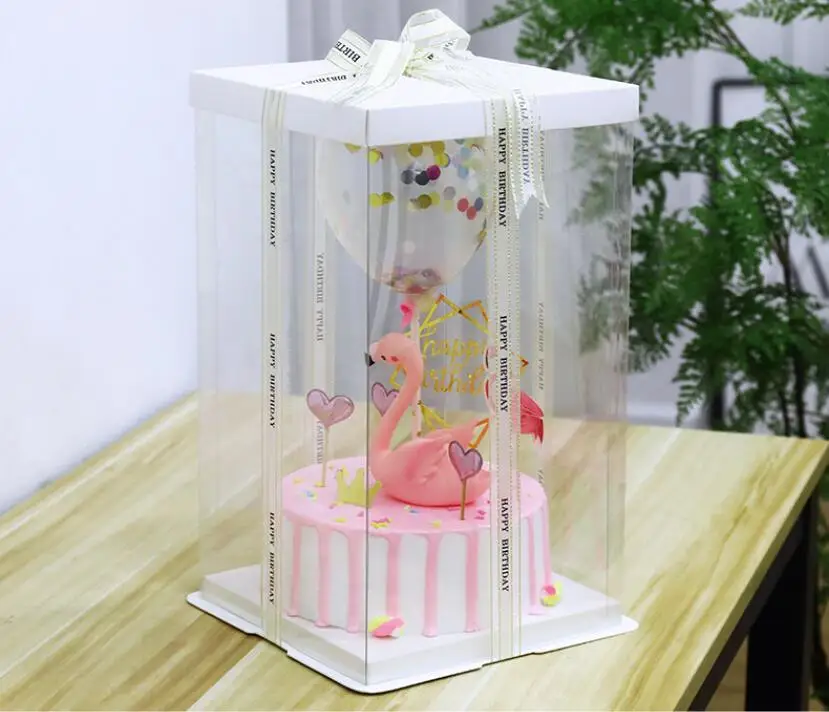 Wholesale 9' super high strong clear plastic cake box for cake with balloon decoration Tortenschachtel