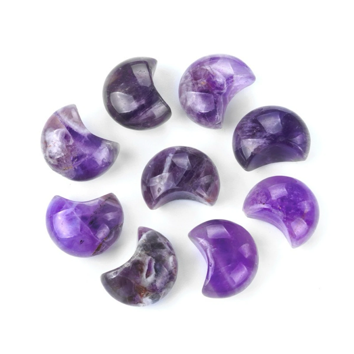 Wholesale Natural Crystal Moons Crystal Crafts Moon Moss Agate Gemstone Moons For Gift