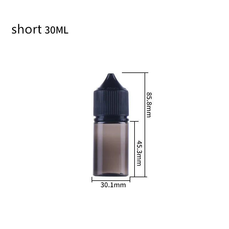 Stock PET 15ml 50ml 30ml 60ml 100ml V3 plastic bottles transparent black liquid juice bottle squeeze liquid dropper bottle