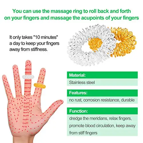 Spiky Sensory Acupressure Stress Reducer Relief Massager Acupuncture  Finger Ring  Spring