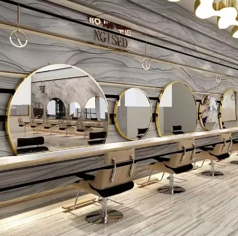 More Design Large Full Length Gold Styling Barber Salon Furniture Wall Mounted Hairdressing Makeup Led Beauty Salon Mirror
