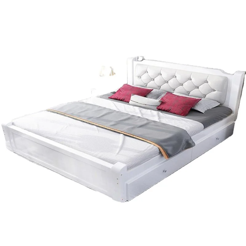 Наборы мебели для спальни, без матраса, king queen, twin, деревянная обивка, популярная кровать, 1,8 м, современные деревянные кровати
