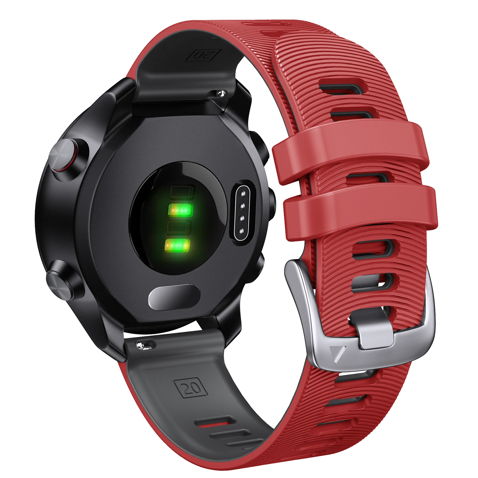 Eraysun Silicone Watch Bands Dual Color Silicone Bands 20mm for Garmin Forerunner 245/645 Soft Sport Rubber Breathable Strap