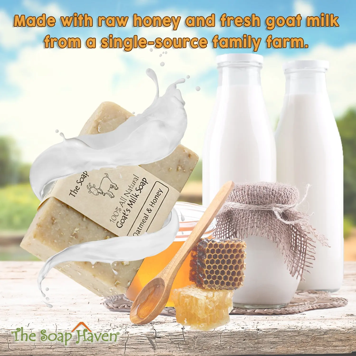 Oatmeal & Honey Goat Milk Soap Bars All Natural Unscented Soap