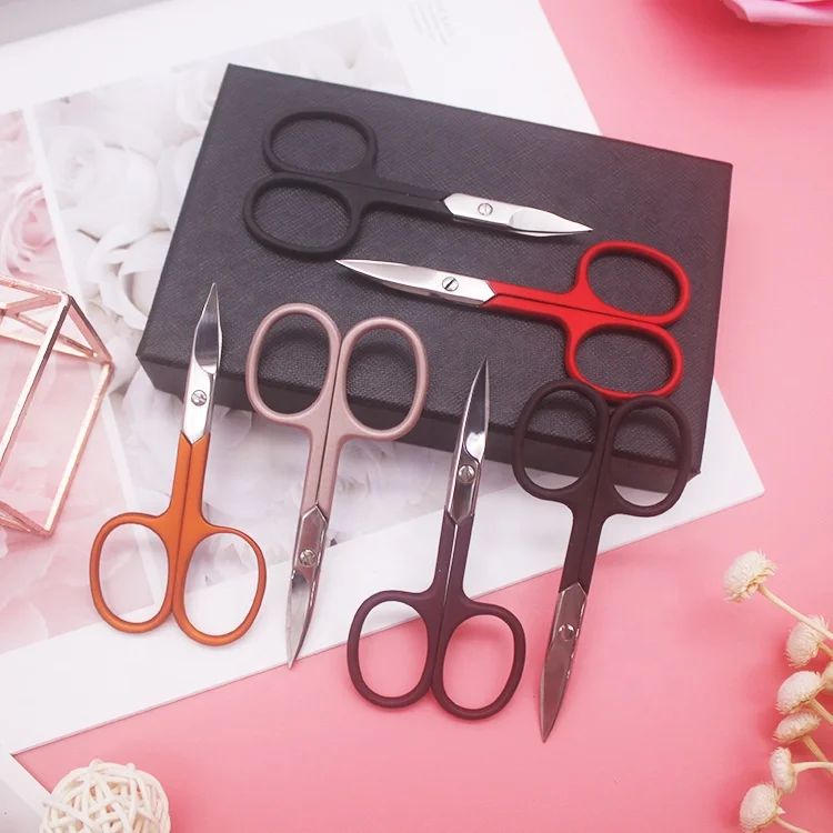 Sharp Durable Eyebrow Scissors Nail Beauty Scissors Stainless Steel Customized Logo Mini Small Scissors Size Eyebrow Nose Hair