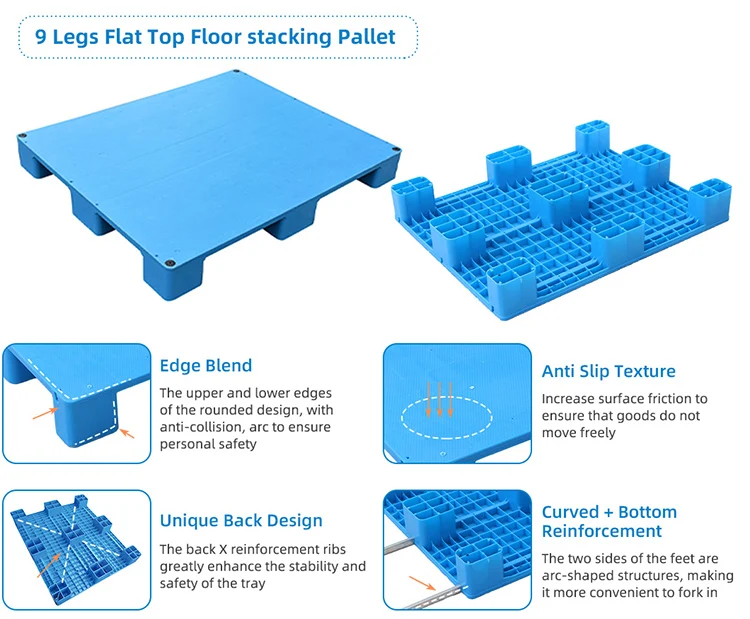 Flat Top Surface HDPE Transportation Racking Plastic Pallets factory with high quality