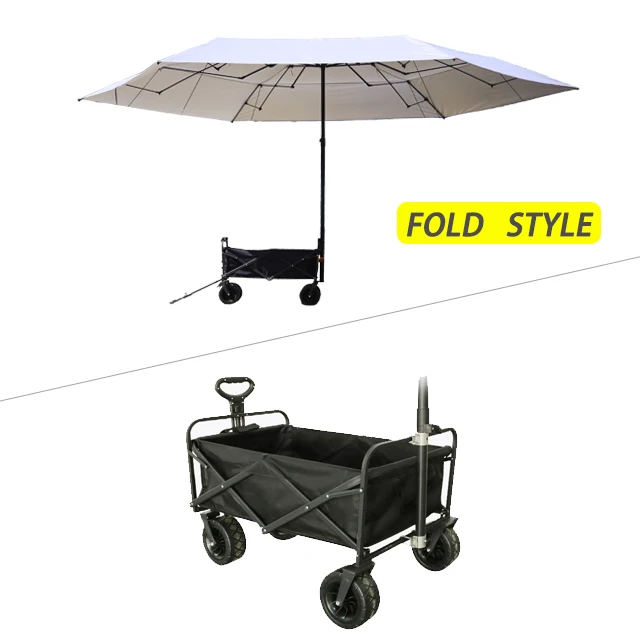 Portable camping trailer tent with sun shade Camping trailer tarp for outdoors party Sunshade umbrella canopy with camp cart