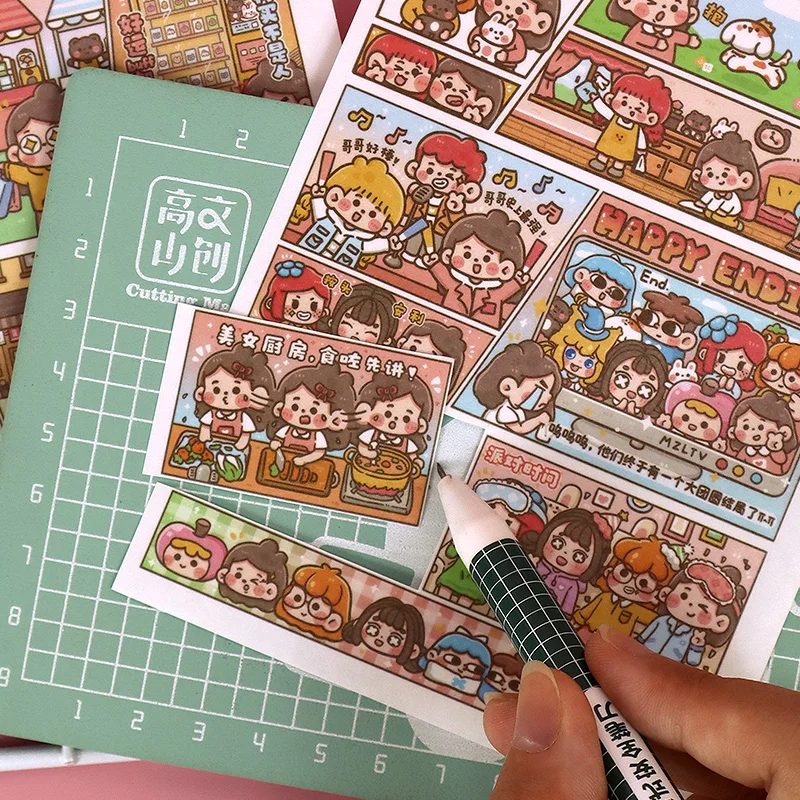 Kawaii Carton Sticker DIY Handbook Decorative Washi Paper for Kids for Diary Stationery Decoration