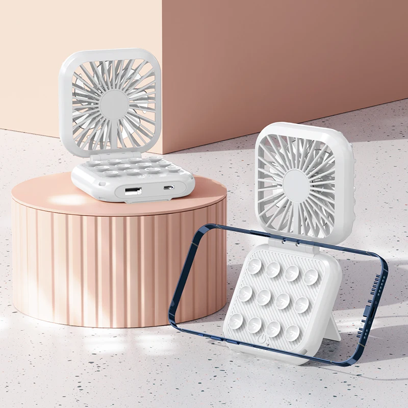 New Mobile Power Mini Fan with Suction Cup Mobile Phone Holder Convenient Power Bank Fan