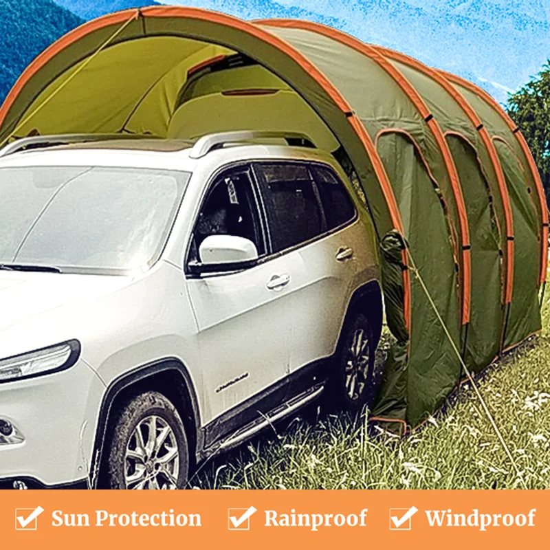 2024 Hot selling outdoor portable camping car tail tent family road trip barbecue rain shade multi-person tent