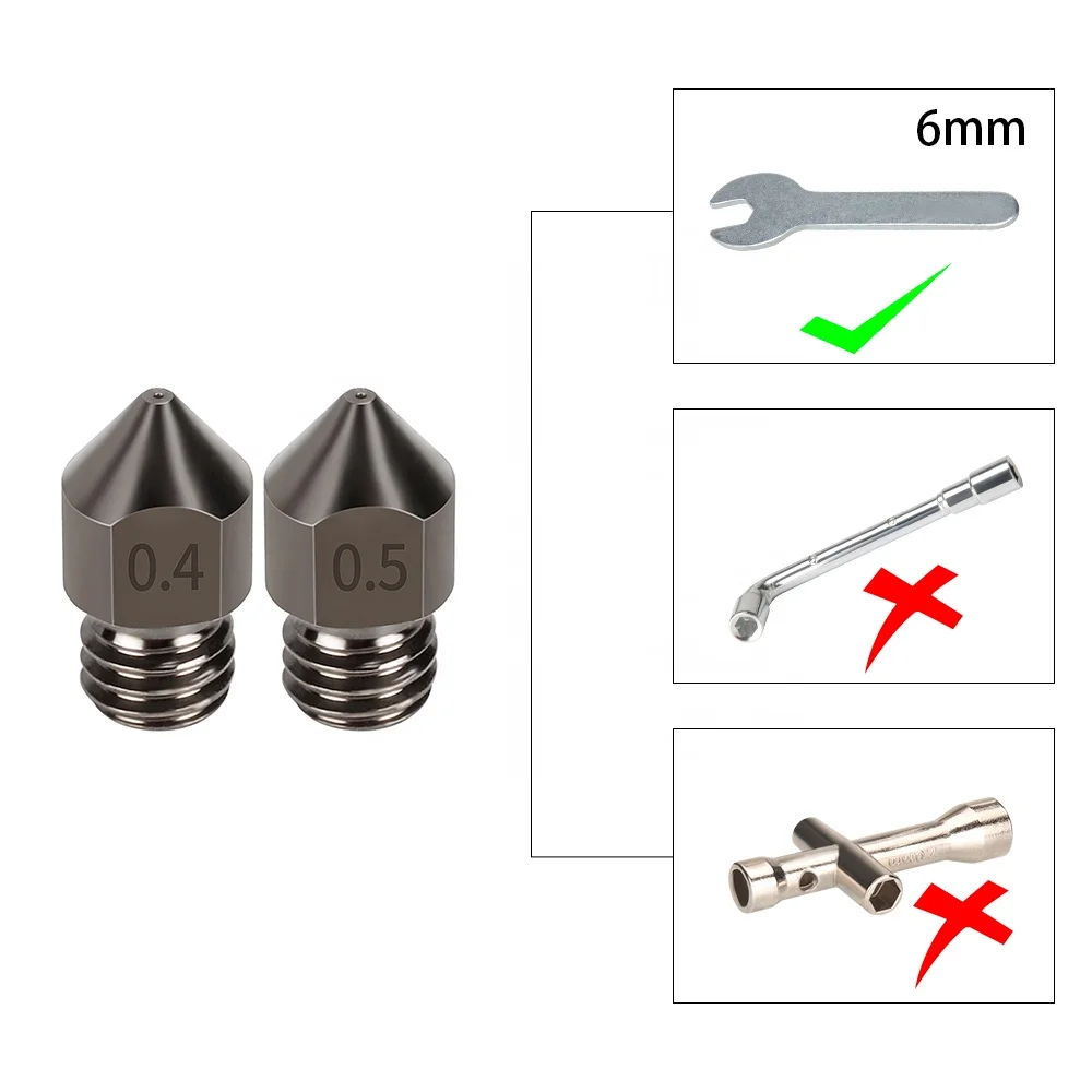 MK7 MK8 Nozzle Super Hard Steel Mold Steel Corrosion-Resistant Extruder Threaded 1.75mm 3D Printer Nozzle for Ender3 Pro
