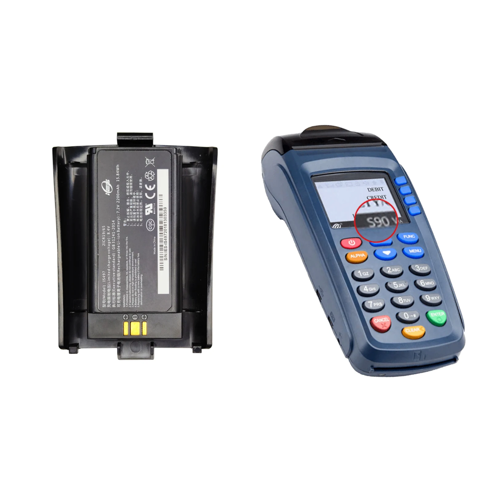 7.2V 2200mAh IS497 Replacement Lithium Polymer Battery For Mobile Payment Terminal PAX S90