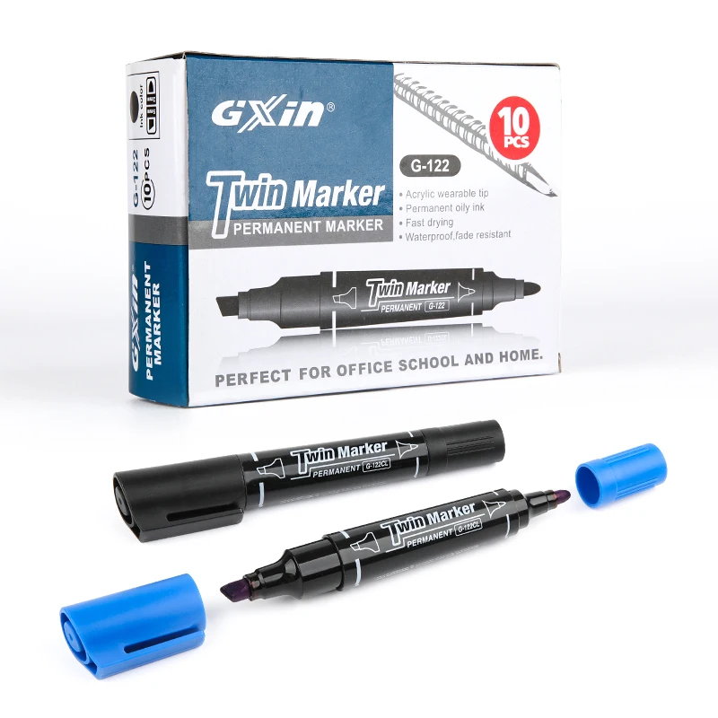 Gxin G-122 twin marker Wholesale High Performance Double head With Clip factory price permanent marker set