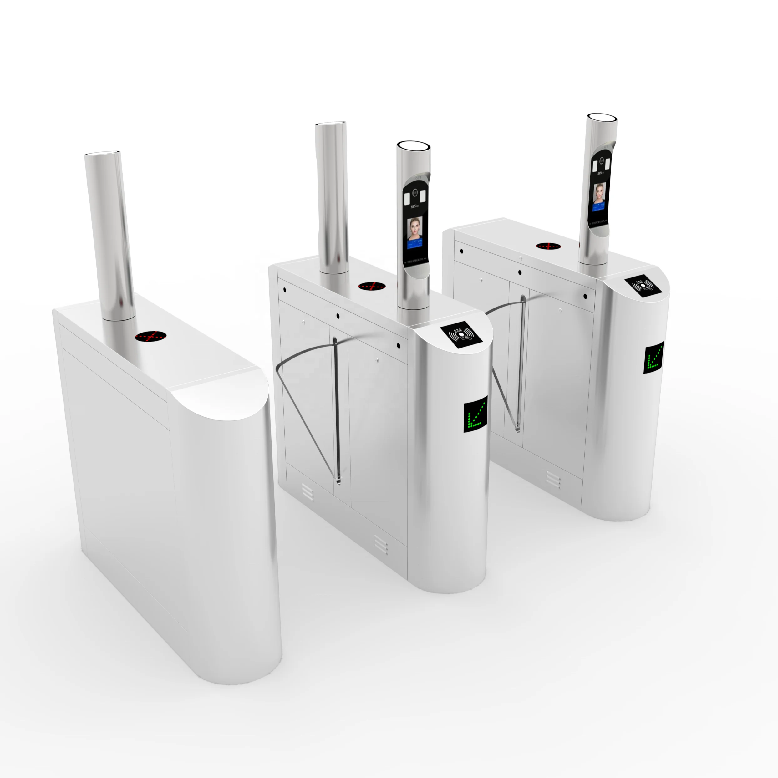 Face recognition Entrance Access Control swing Barrier Gate Ticketing System flag barrier turnstile with RFID ESD reader for Gym