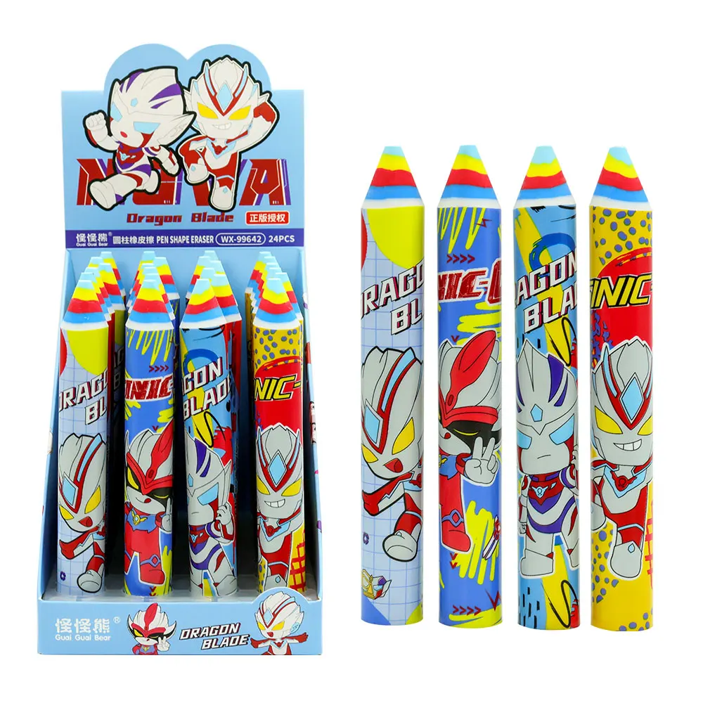 Superman cartoon image cute Q version colored ruber pen shape eraser rainbow factory wholesale promotion student stationery