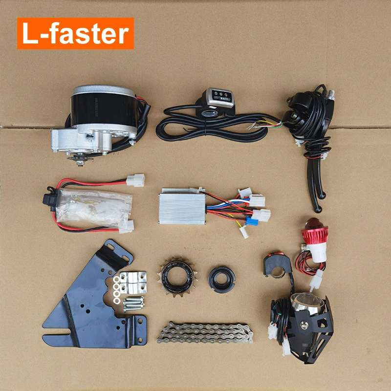 250w 36v Electric Bicycle Brush Motor Right Drive Ebike Kit with Thumb Throttle Brake Lever Headlight