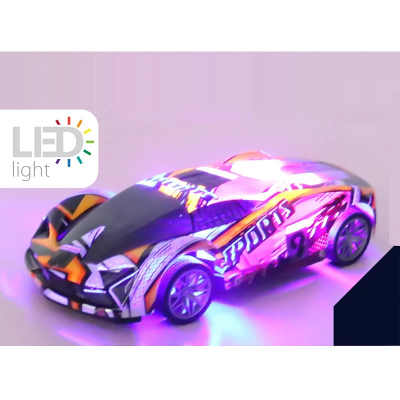 QS Factory Kids Racing Remote Control Model Car Toys Plastic 2 Colors R/C Stunt Simulation Graffiti Vehicle Toys With LED Light