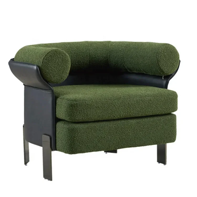 Luxury Leisure Chair Fabric Modern Style Luxury Living Room Soft Comfortable Leisure Velvet Green Metal Leather Armchair